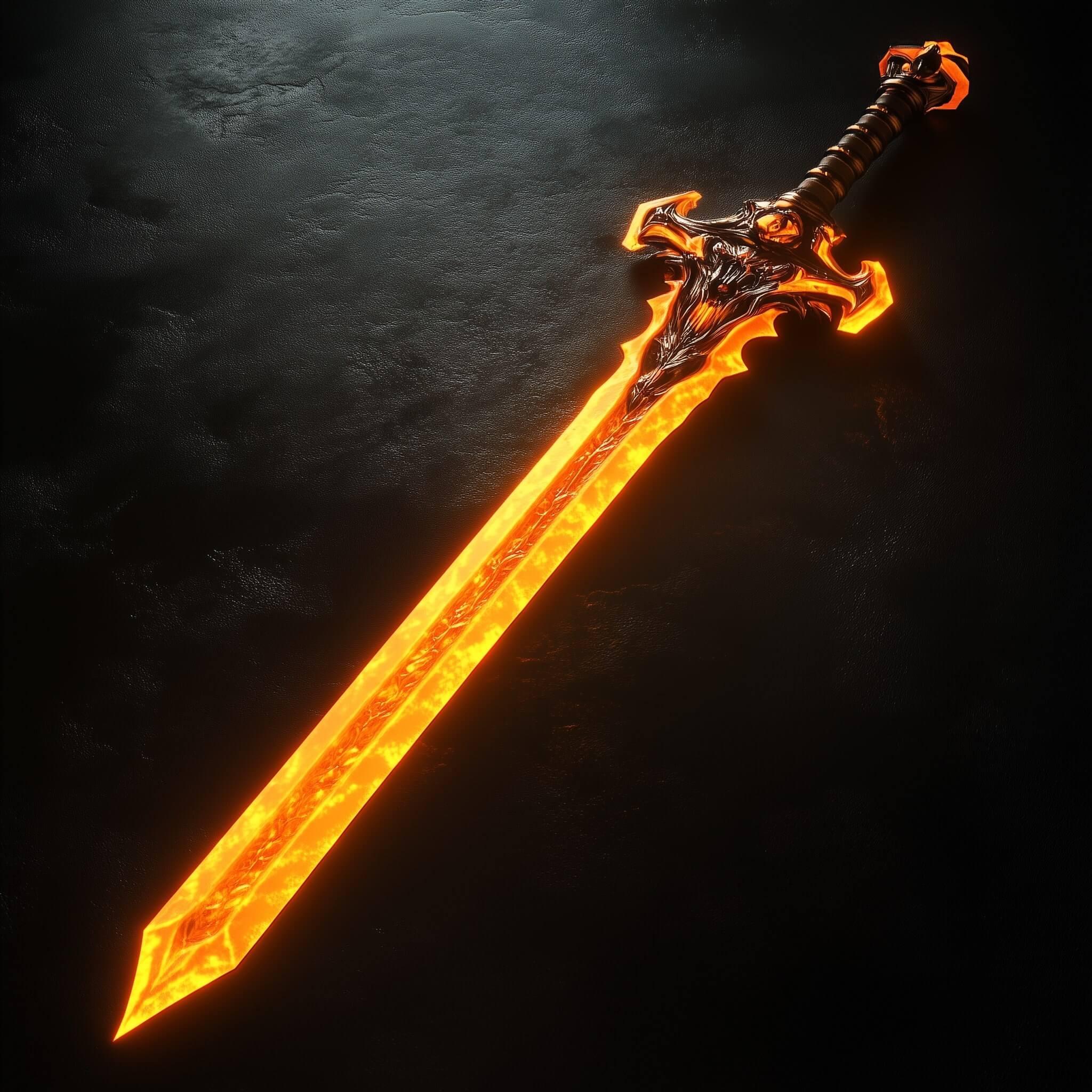 orange shiny sword