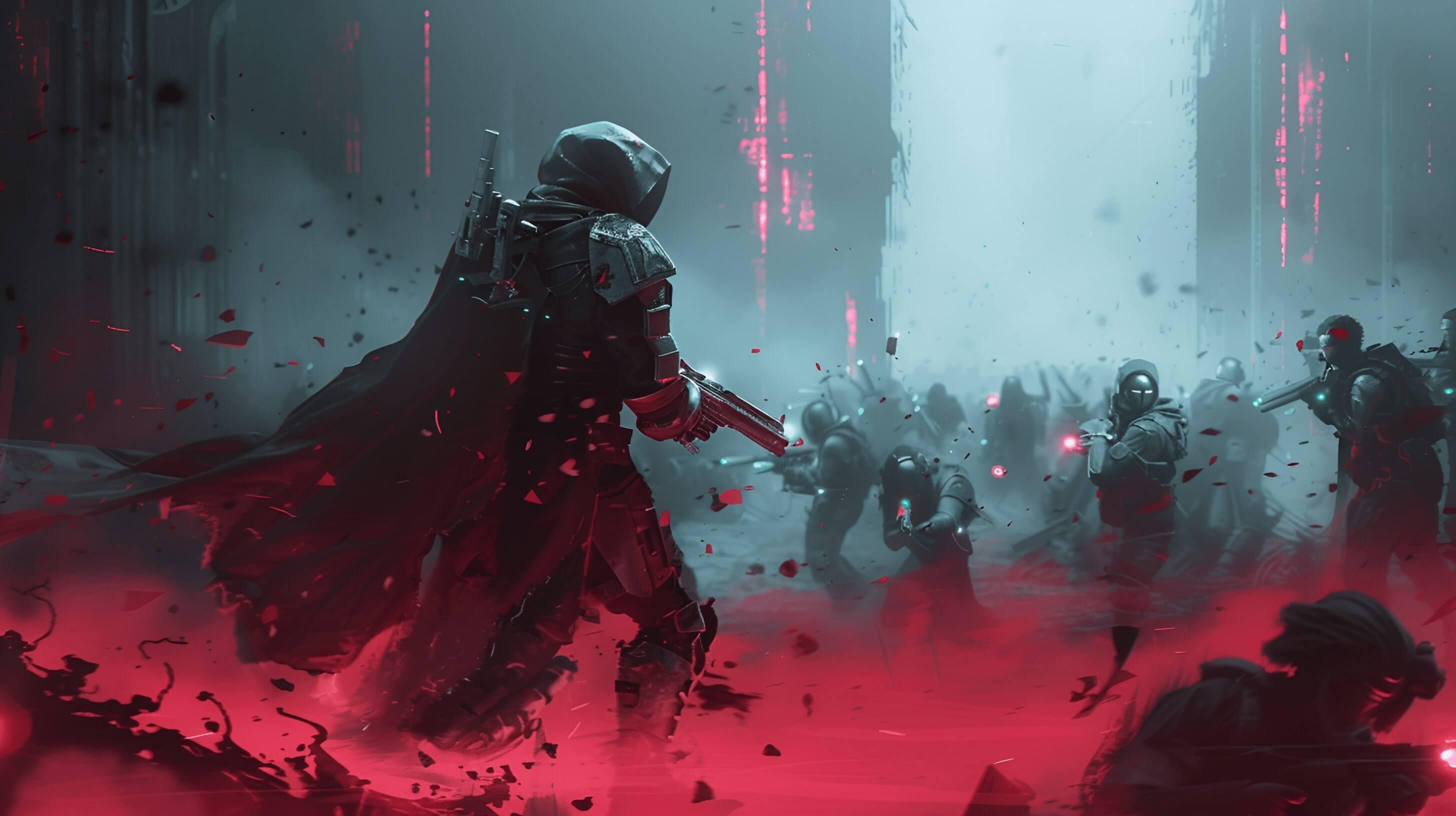 Fight of the futuristic soldiers from the game The First Descendant